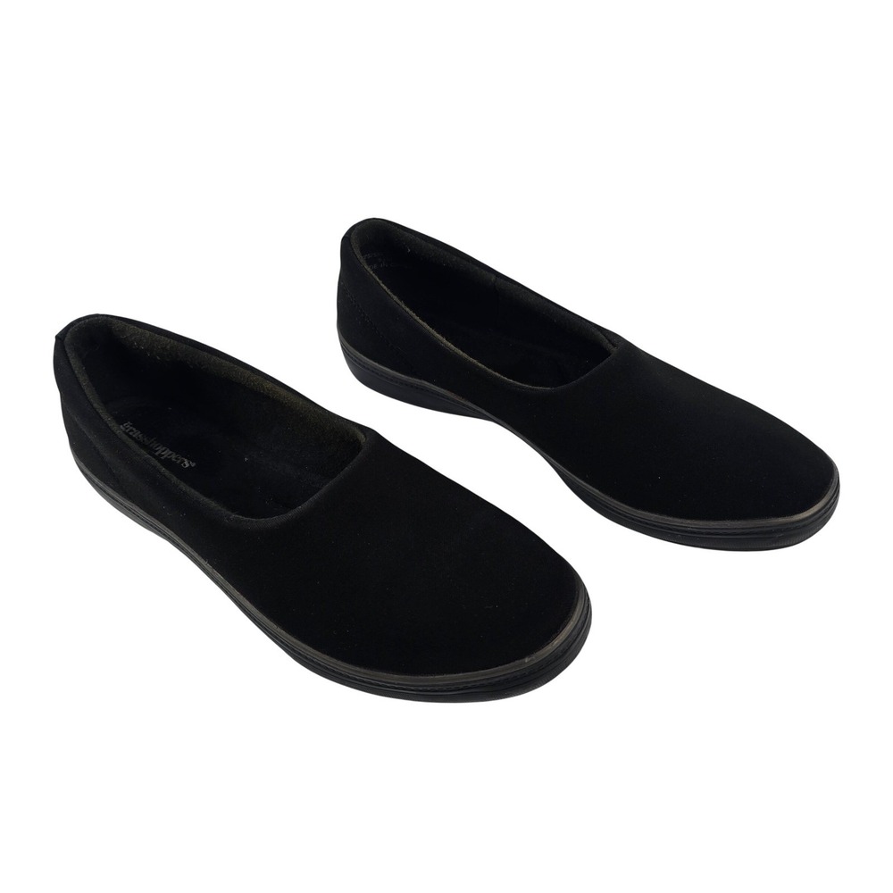 Grasshoppers MemoryDeluxe Slip On Loafers Women 9.5 Black Canvas Comfort Shoes